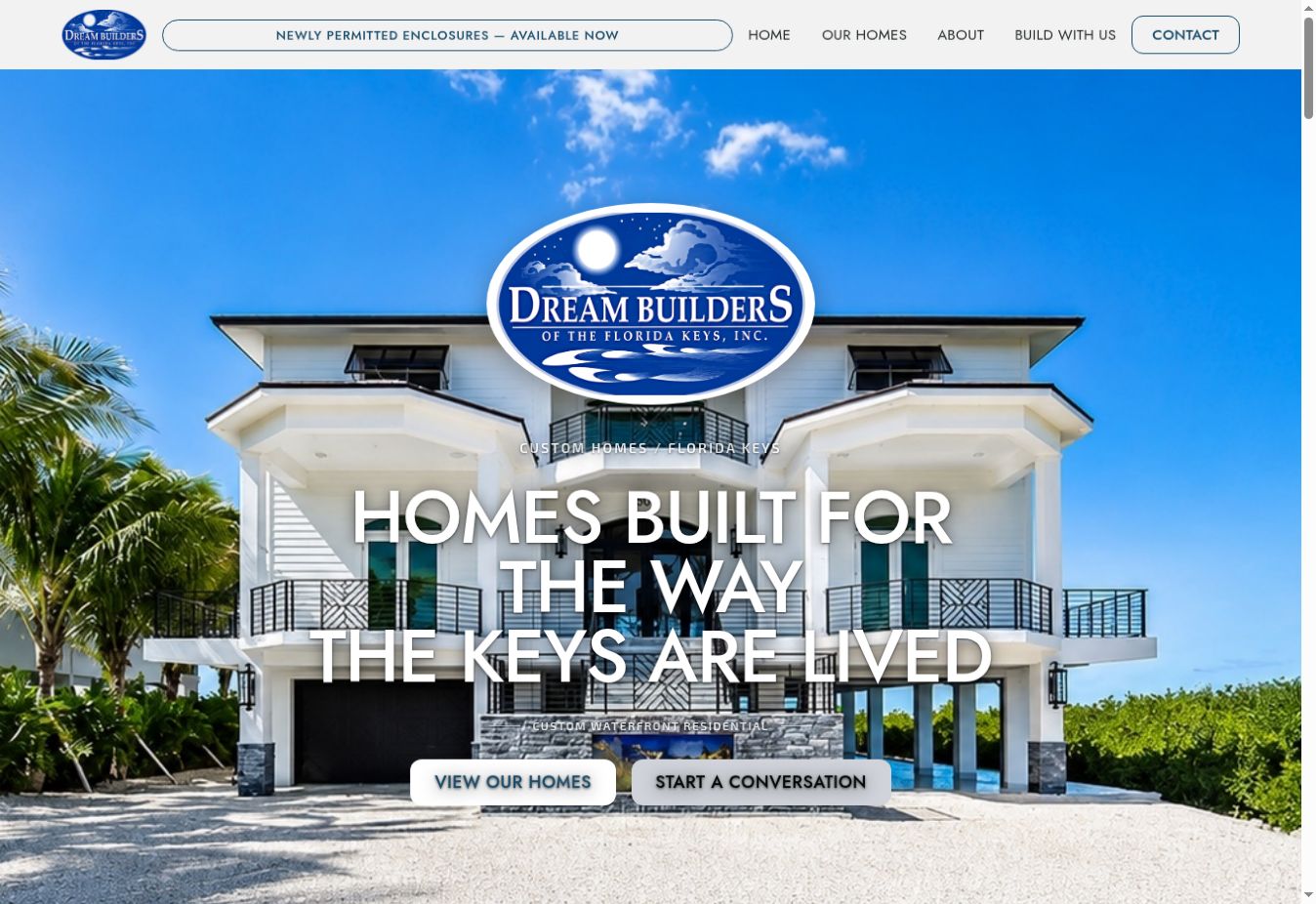 Dream Builders of the Florida Keys website preview, designed by Baldwin & Co.